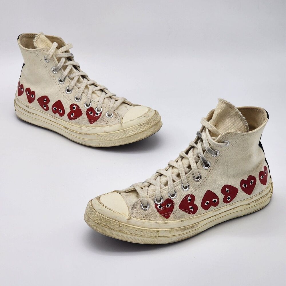 Comme Des Garcons Play Converse Multi Heart High Top Sneakers Men's Size 7